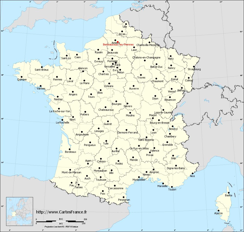 Carte administrative de Berteaucourt-lès-Thennes