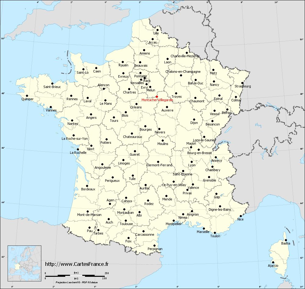 Carte administrative de Montacher-Villegardin