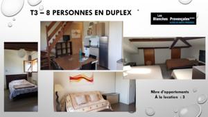 Hebergement Les Blanches Provencales : Appartement 2 Chambres en Duplex (8 Adultes)