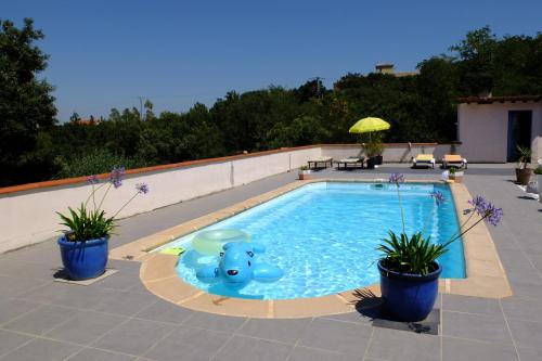 Jolie chambre,vue sur piscine : Chambres d'hotes/B&B proche de Villemolaque