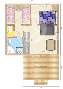 Hebergement Camping du Lac de la Seigneurie : Chalet 2 Chambres (3 Adultes + 2 Enfants)