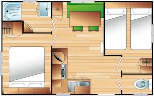Hebergement Camping Les Salisses : Mobile Home (2 Adultes + 2 Enfants)