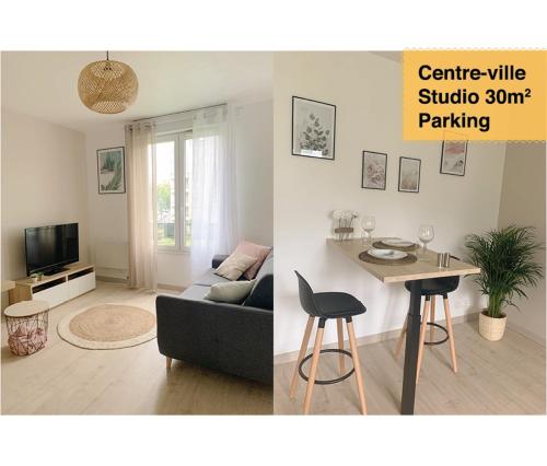 Chaleureux Studio 30m2 - Au pied de la Gare - PARKING : Appartements proche de Jouy-le-Moutier