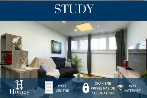 HOMEY STUDY - New - Chambre privée - Située en Hyper-centre - Disney Plus et Wifi inclus - Proche de Genève et des transports en commun : Appartements proche de Ville-la-Grand