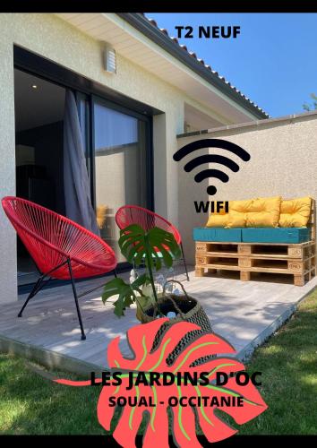 Les Jardins d'Oc - Wifi, Terrasse et Jardinet - Appart T2 neuf : Appartements proche de Saint-Amancet