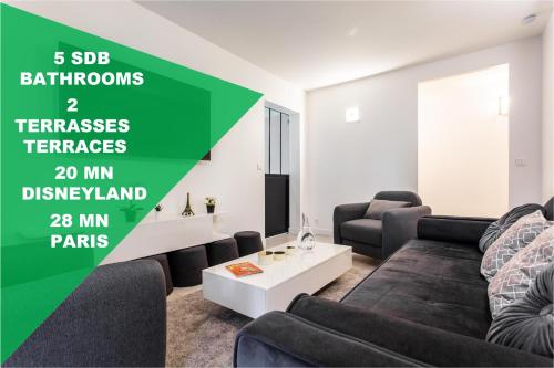 D&E - PARIS-DISNEY - HOLIDAYS APARTMENT - APPARTEMENT DE VACANCES - 5 CHAMBRES- 5 SDB - 5 BEDROOMS - 5 BATHROOMS - Netflix : Appartements proche de Champs-sur-Marne