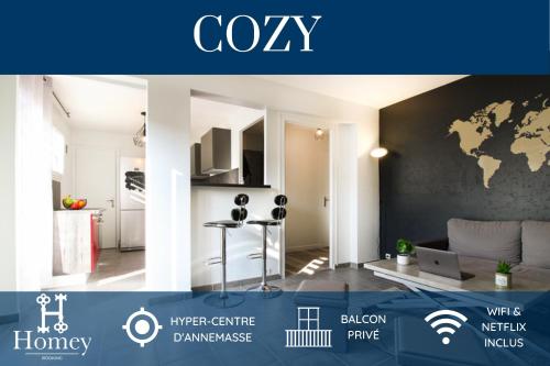 HOMEY COZY - New / Centre / Balcon privé / Proche Geneve : Appartements proche de Ville-la-Grand