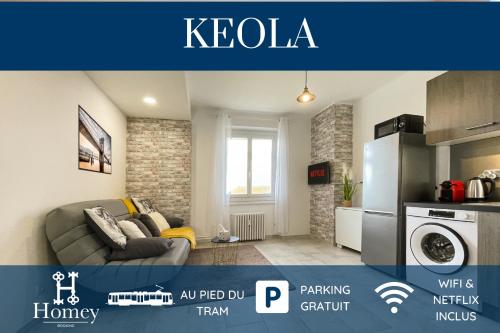HOMEY KEOLA - Parking privé gratuit - Aux portes de Genève - Au pied du tram - Appartement avec 1 chambre et un grand salon avec un canapé-lit : Appartements proche d'Étrembières