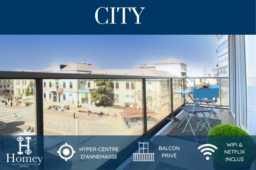 HOMEY CITY - NEW -Balcon privé - Vue hôtel de ville - Netflix et Wifi inclus - Proche de Genève : Appartements proche d'Annemasse