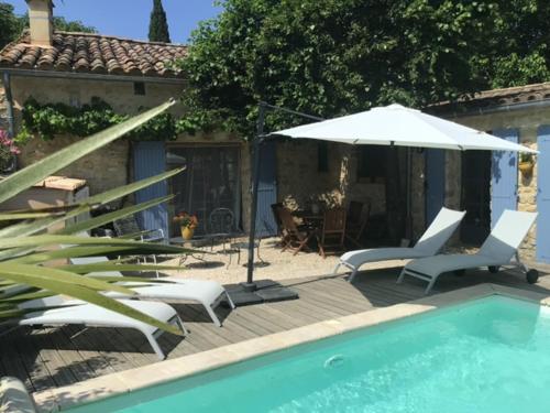 Maison de plain pied pour 4 pers piscine Lussan : Maisons de vacances proche de Vallérargues