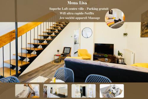 Mona Lisa : Superbe Loft centre ville - Parking gratuit - Wifi ultra rapide-Appareil Massage-Netflix-Jeu société : Maisons de vacances proche de Mesnil-Saint-Loup