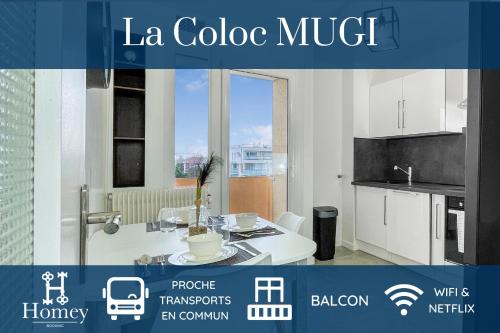 HOMEY LA COLOC MUGI - Colocation haut de gamme - Chambres privées - Balcon - Wifi et Netflix - Proche transports commun : Appartements proche de Bonne