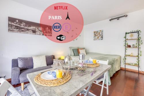 ZEN studio 20 minutes Paris, CDG,Terrasse, Wifi, Netflix : Appartements proche de Clichy-sous-Bois
