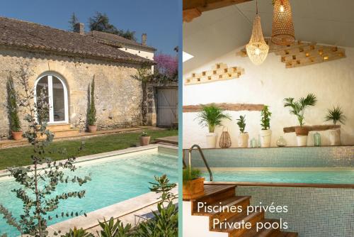 Villa privée 5 étoiles, piscine intérieure chauffée, spa, sauna, piscine extérieure, non partagés : Villas proche de Lugasson