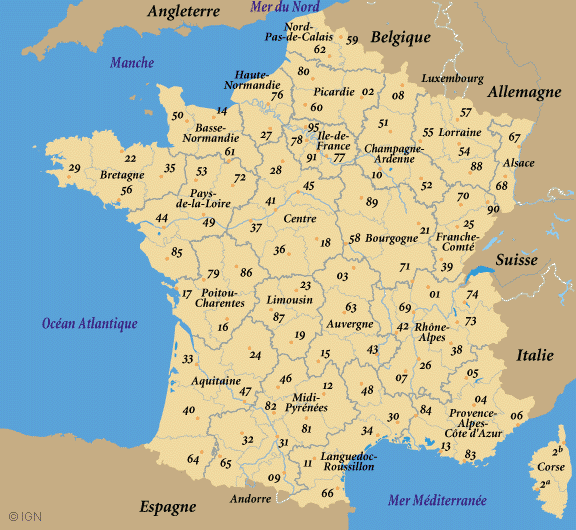 recipe Trampling click CARTE DE FRANCE : Départements Régions Villes - Carte France