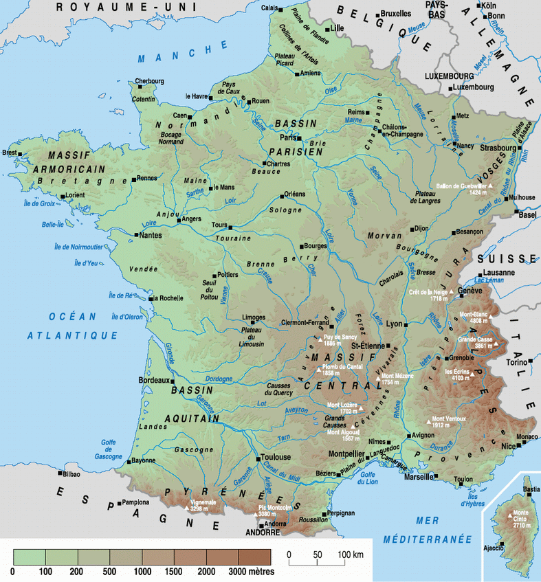 Carte relief France