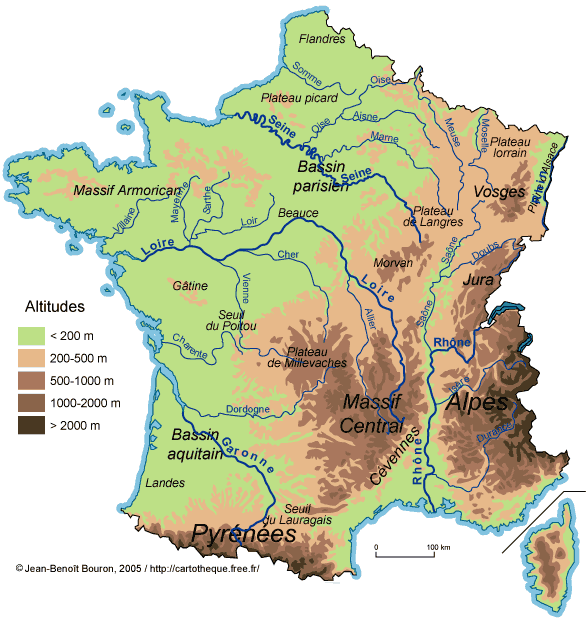 Carte relief francais