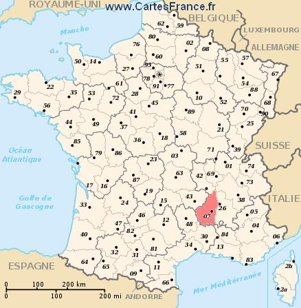 carte departement Ardèche