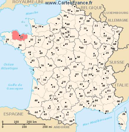 carte departement Côtes-d'Armor