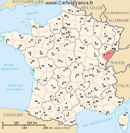 carte departement Doubs