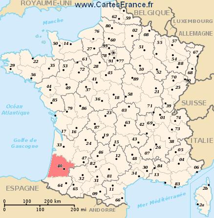 carte departement landes