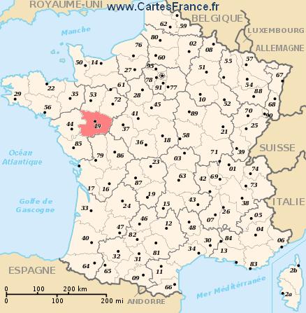 localisation du département du  49 sur la carte de France