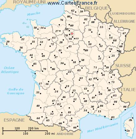 localisation du département du  75 sur la carte de France
