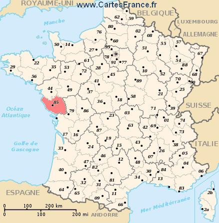 localisation du département du  85 sur la carte de France