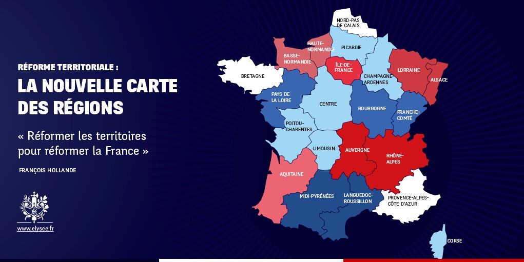 carte des 14 nouvelles régions de france