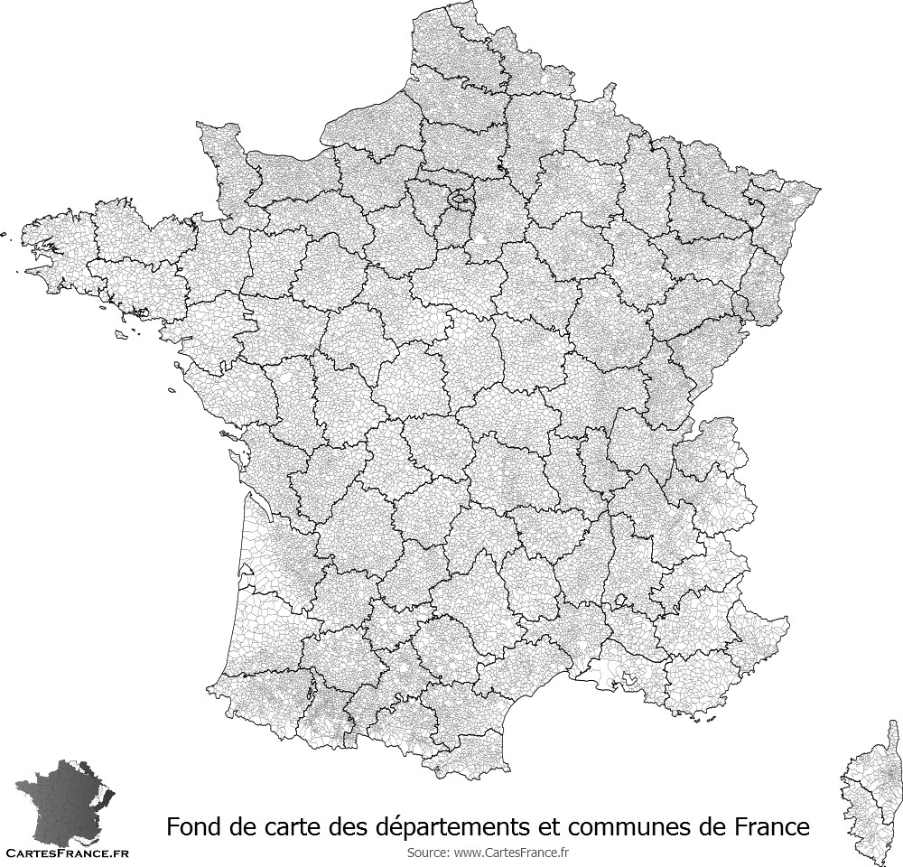 Fond de carte des départements et communes de France