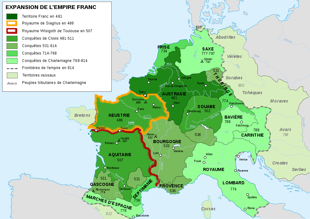Carte royaume Francs 481-814