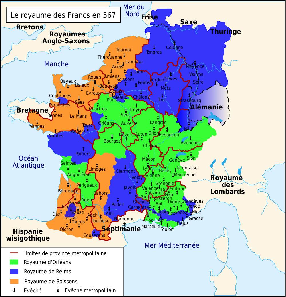 carte royaume francs 567