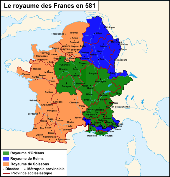 carte royaume francs 581