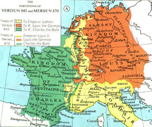 Carte royaume Francs carolingiens 843 870