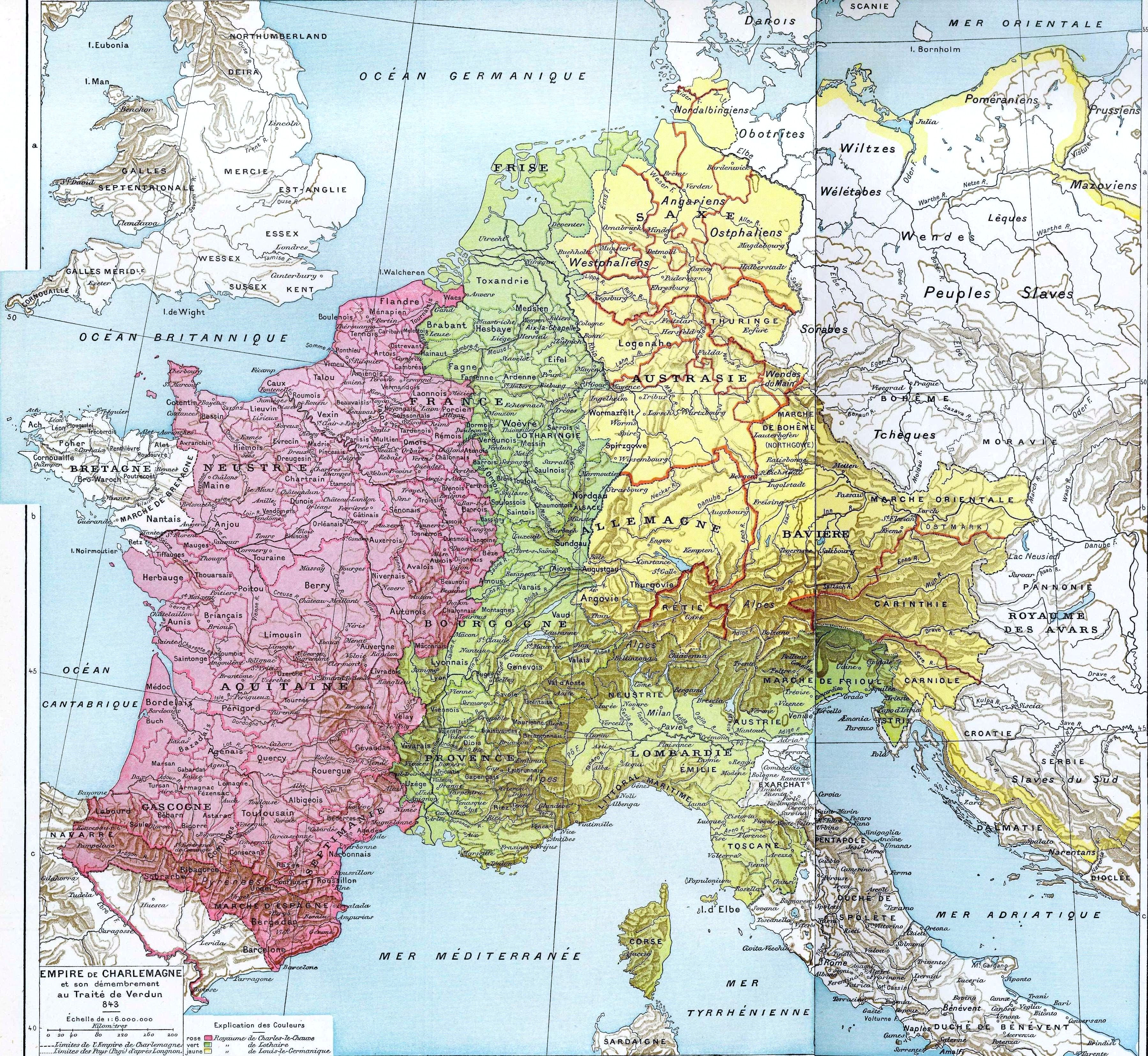 Empire Charlemagne division traité Verdun 843
