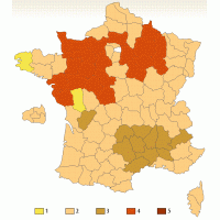 Carte de France des bises
