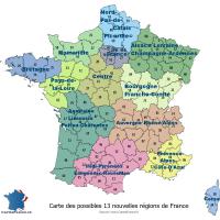 Carte des 13 nouvelles régions