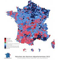 Carte élections départementales 2015 - Tour 1
