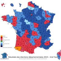 Carte élections départementales 2015 - Tour 2