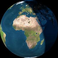 Vue satellite de la terre en journée