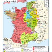 Carte du royaume des capetiens en 1180