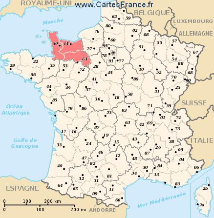 carte region Basse-Normandie