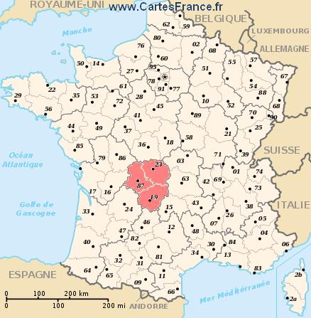 carte region Limousin