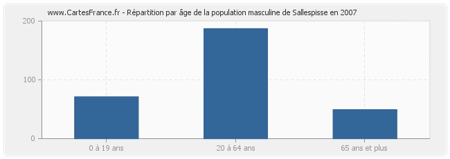 Répartition par âge de la population masculine de Sallespisse en 2007