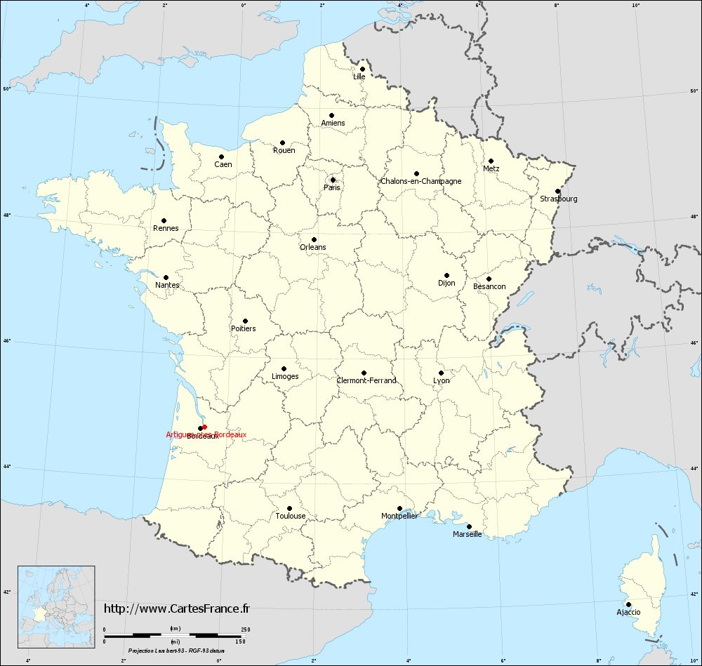 Carte administrative d'Artigues-près-Bordeaux