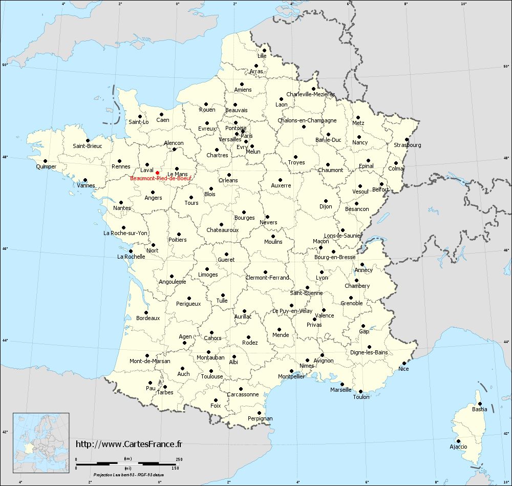 Carte administrative de Beaumont-Pied-de-Bœuf
