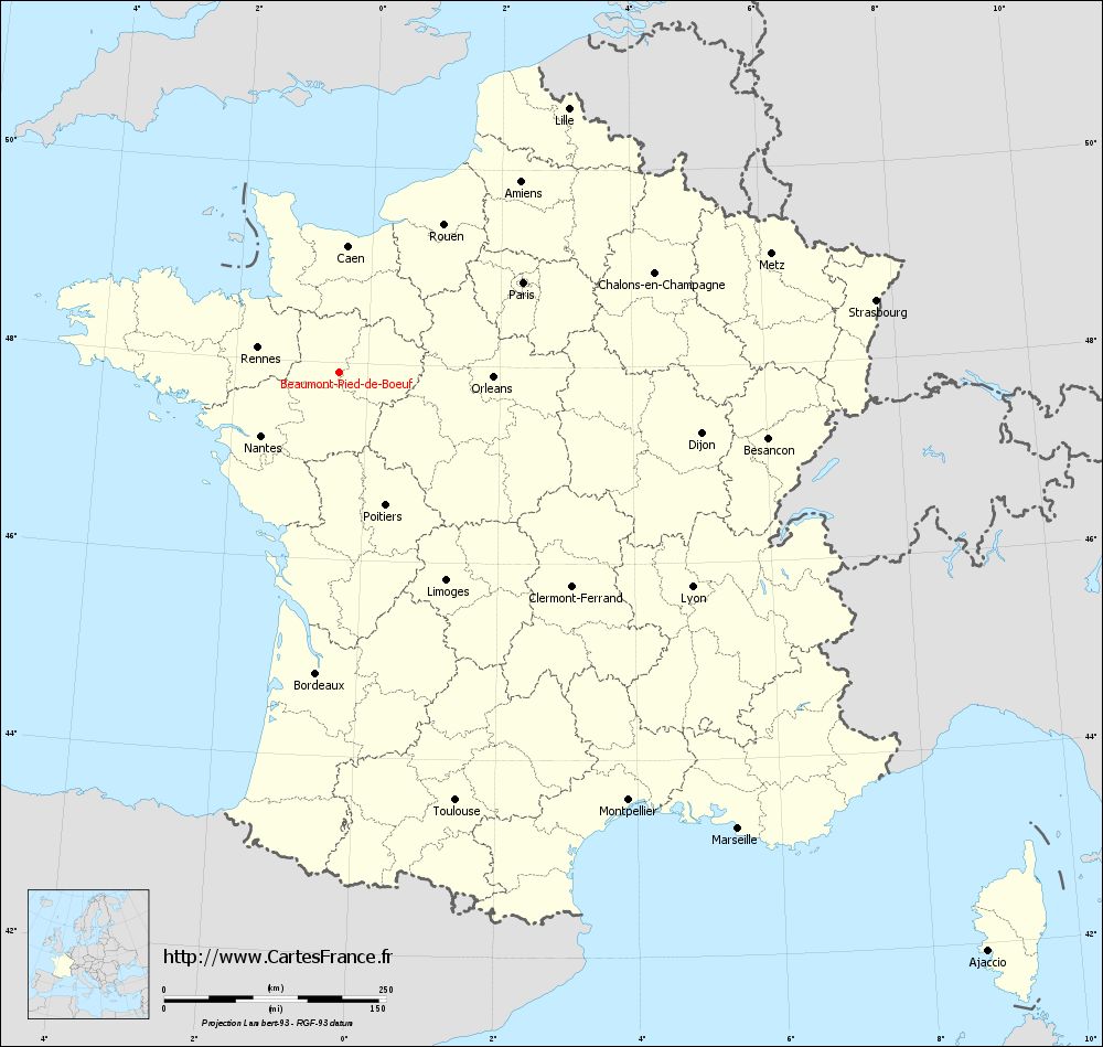 Carte administrative de Beaumont-Pied-de-Bœuf
