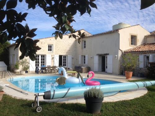 Maison ancienne avec piscine au milieu des vignes : Villas proche de Marignac