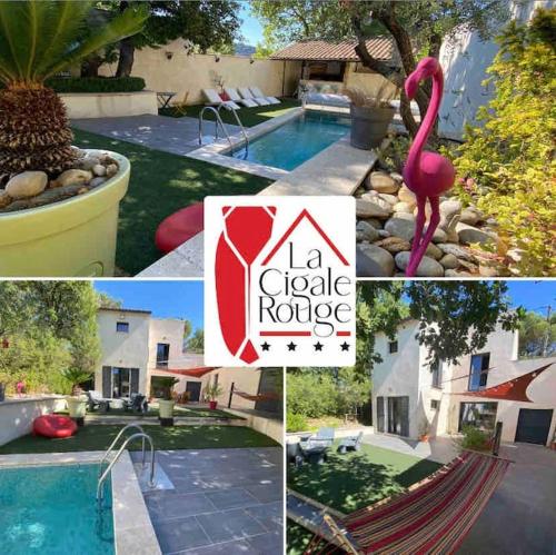 la cigale rouge Maison de vacances tout confort avec piscine chauffée dans la pinède : Maisons de vacances proche de Mondragon