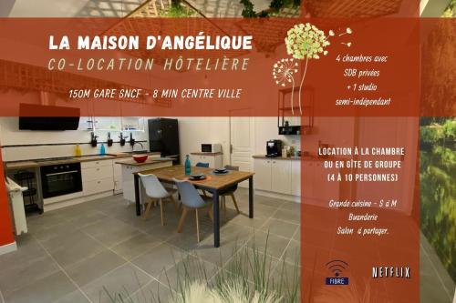 La maison d'Angélique - Colocation hôtelière à 150m Gare TGV- Grande cuisine équipée & salon - Fibre - Netflix : Sejours chez l'habitant proche de Marigny